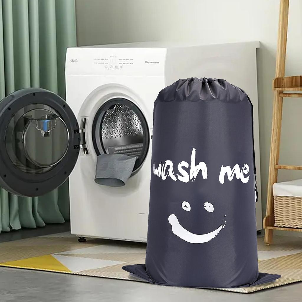 1 Pezzo - Sacchetto per Bucato in Nylon a Forma di Sorriso, Lavami, Borsa da Viaggio per Organizzazione, Lavabile in Lavatrice, Organizer per Vestiti Sporchi, Sacchetto con Coulisse per Lavare