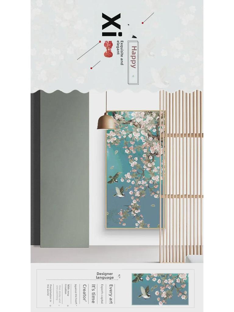 2024 Moderner einteiliger Kreuzstich im chinesischen Stil: Blumen- und Vogelstickerei für Wohnzimmer oder Schlafzimmer