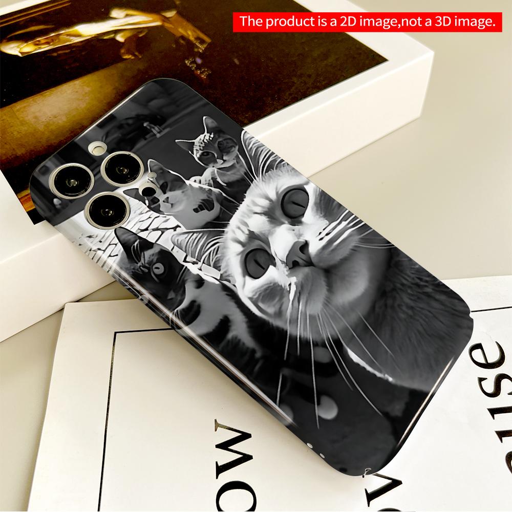 Black & White Cat Squad Selfie Phone Case All inclusive film hard phone case, compatible with iPhone 18 Pro Max 17 16 15 14 13 12 11