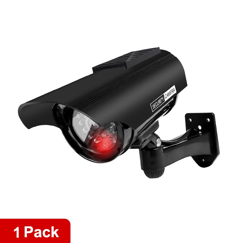 

Solar Fake Bullet Security Camera Dummy Surveillance System, Red LED Lights Anti-Theft,Indoor Outdoor Deterrent Home Office