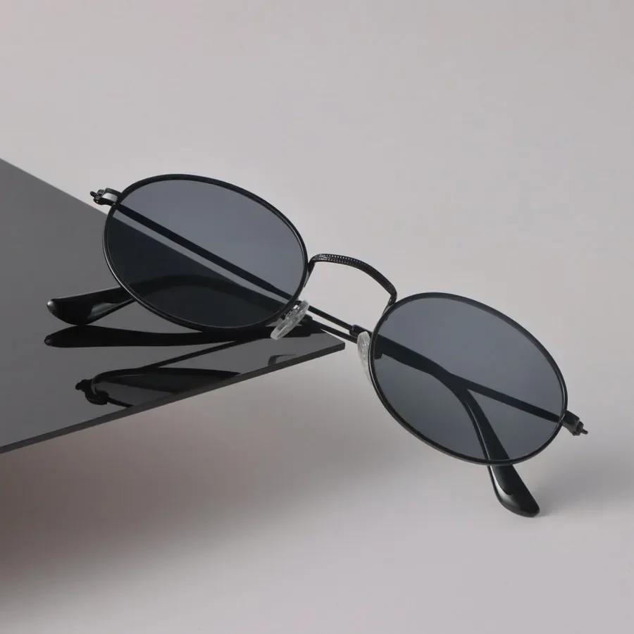 Designer Oval Sunglasses Women Men Vintage Black Sun Glasses Fashion Personality Eyewear Small Frame Mirror Brand