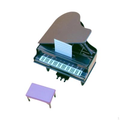 Dollhouse Piano with Stool Props Elegant Miniature Musical Instrument for 1:12 Scale BJD Doll