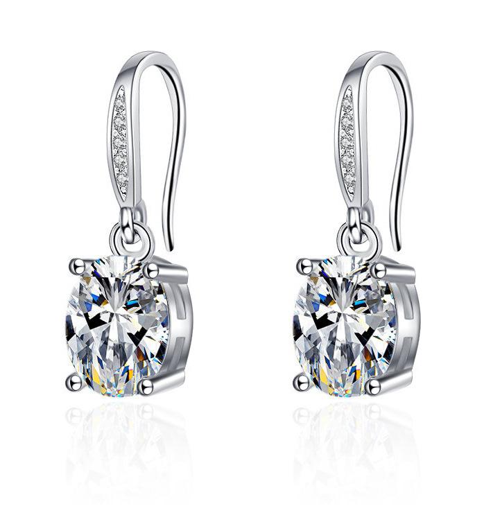 Fine Jewelry 925 Sterling Silver Earrings Inlaid with Zircon Crystal Flower Earrings Charm Jewelry for Women Gift Engagement