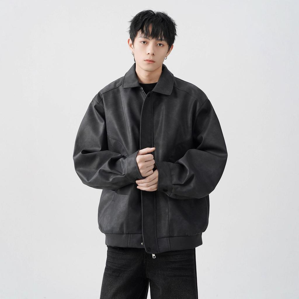 Street Leather Jacket Mens Autumn Updated Work Jacket Flight Jacket