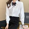 Rhinestone Pearl Bow Blouse Collar Pin Brooch Black Shirt Bowtie Ribbon Bow Tie  For Women Girls