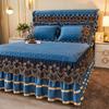 Quilted Bed Skirt Set with Heart Embroidery Lace Trim and Tie-Up High Drop  Includes 1 Bed Skirt and 2 Pillowcases