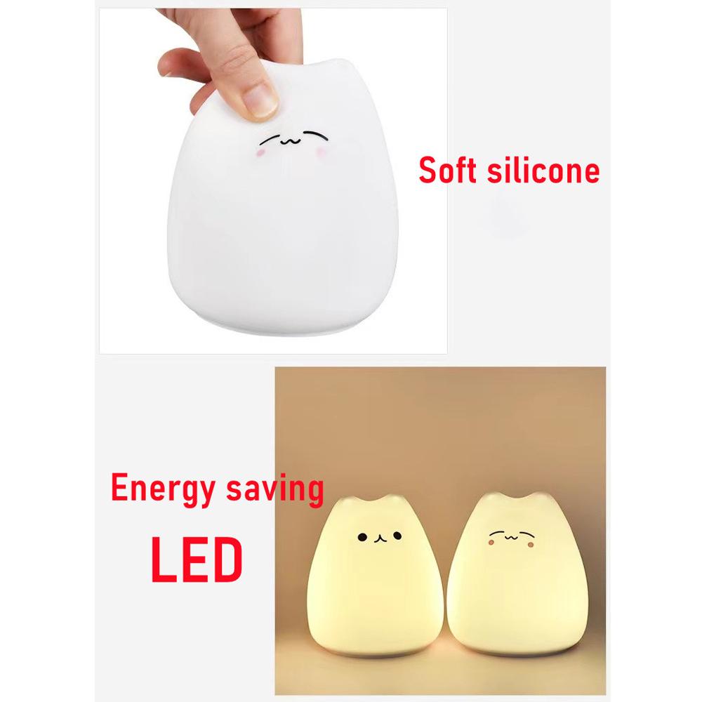 Mignon veilleuse chat Silicone Animal lumière tactile capteur coloré enfant vacances cadeau sommeil créatif chambre lumières de la maison