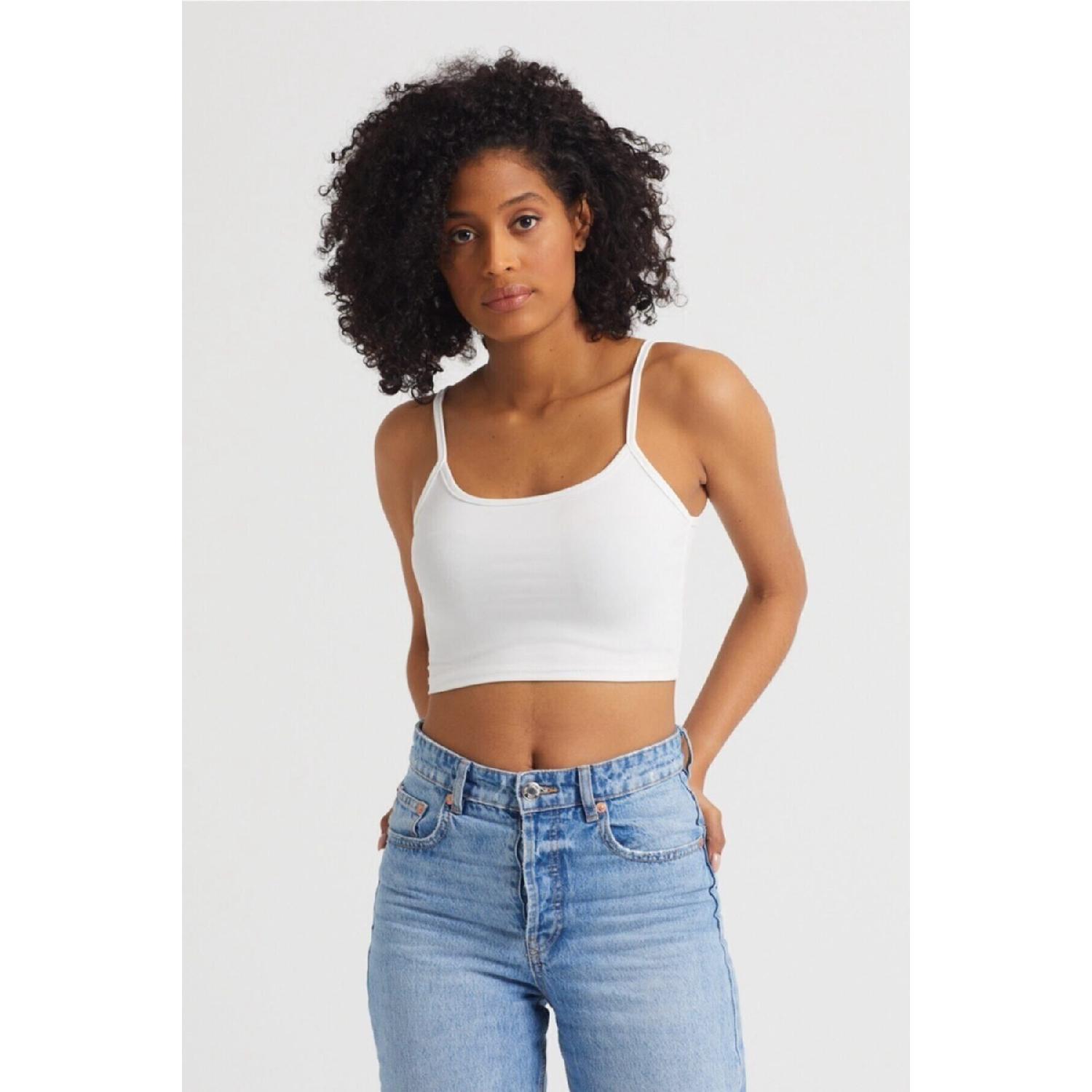 

Women s Ecru Scuba Fabric Rope Strap Crop Top S белый