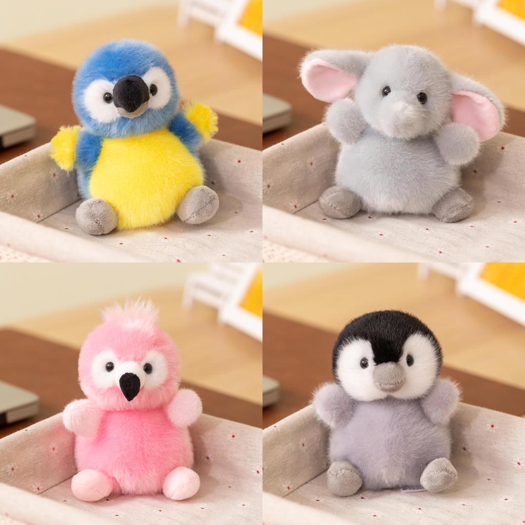 Plush Ducks Flamingos Parrots Keychain Cute Animal Soft Toy For Kids And Teens