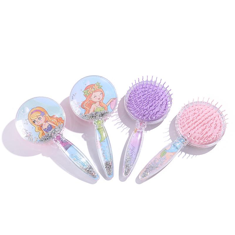 

Transparent Quicksand Cartoon Air Cushion Comb with Round Sequins