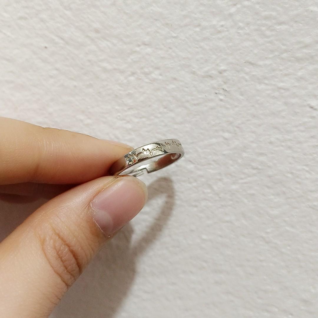 Simple electrocardiogram ring female ins versatile simple design sense opening adjustable index finger ring