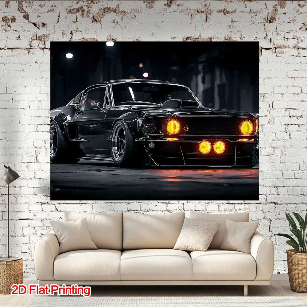 2D Plane, 1 Modern Muscle Car Photo Background - Realistic Classic Car, Smooth Lines and Dynamic Curves