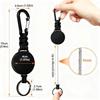 4CM Black Plastic Carabiner Paracord Retractable Keychain with High Elastic Easy-Pull Buckle