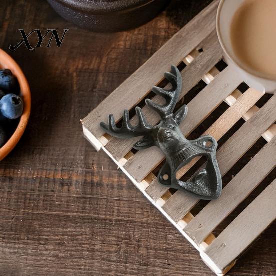 Animal Shape Bottle Opener Elk Cow Head Opener, Wall Mounted Beer Cap Remover, Rustic Iron for Home Bar, Industrial Decor Heavy Duty Cast