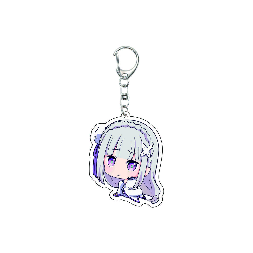55MM Anime Re:ZERO - Iniziare la Vita in un Altro Mondo Portachiavi Natsuki Subaru Emilia Portachiavi Piastra Modello Acrilica Regali di Natale