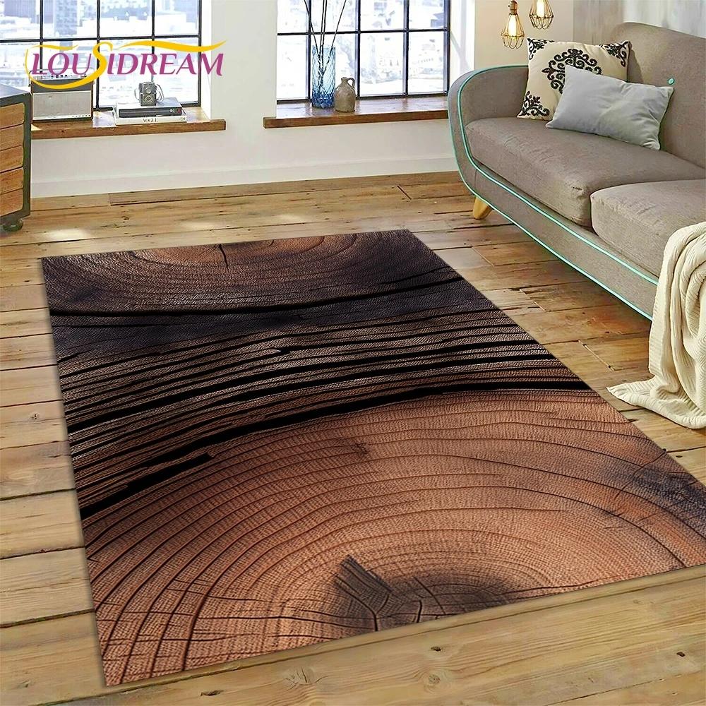 Color 3D Wood Grain Lines Carpet Rug for Bedroom Living Room Home Sofa Decoration,Children Game Large Decor Floor Mat Non-slip