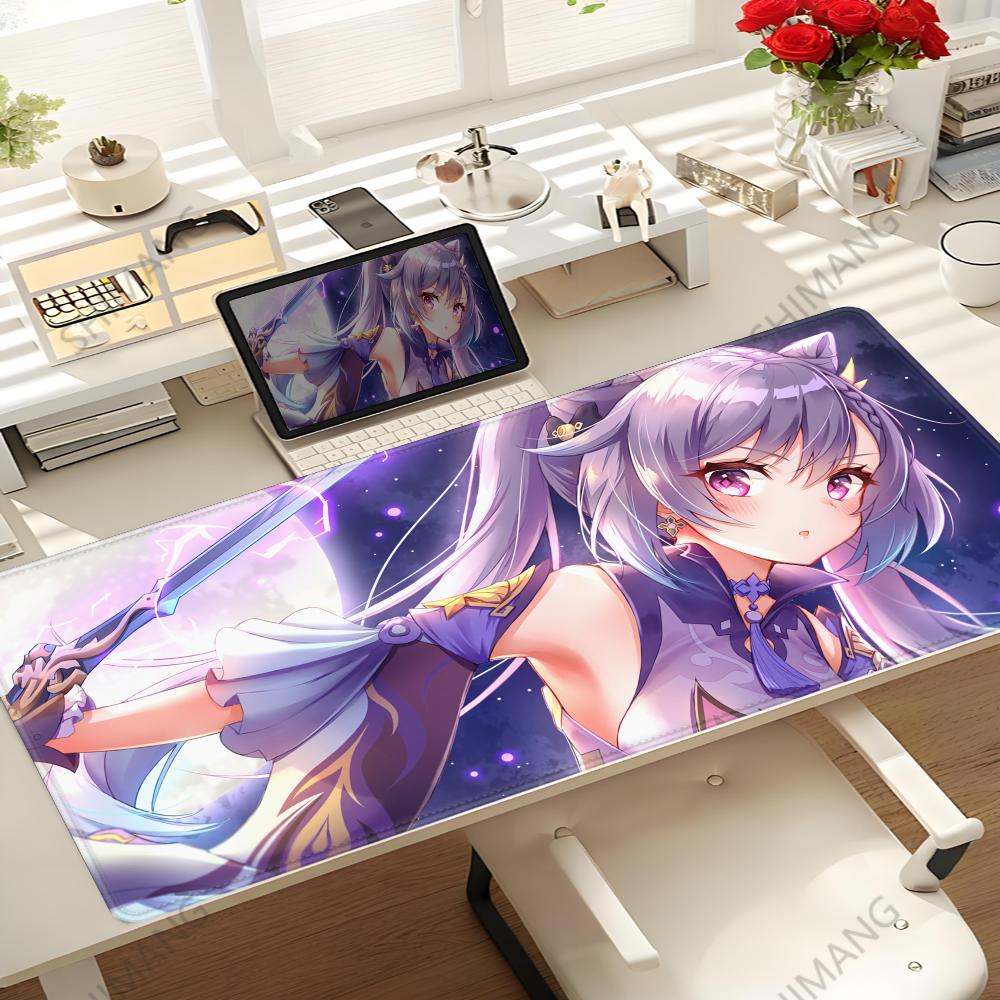 Genshin Impact Keqing Mousepad Large Gaming Mouse Pad LockEdge Thickened Computer Keyboard Table Desk Mat
