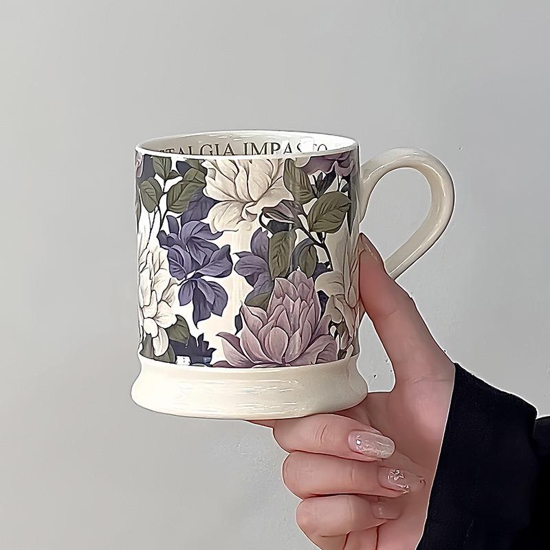 Creative Flower Shape American High Foot Coffee Cup Commercial Household Italian Coffee Pull Up Cup Ceramic Cup
