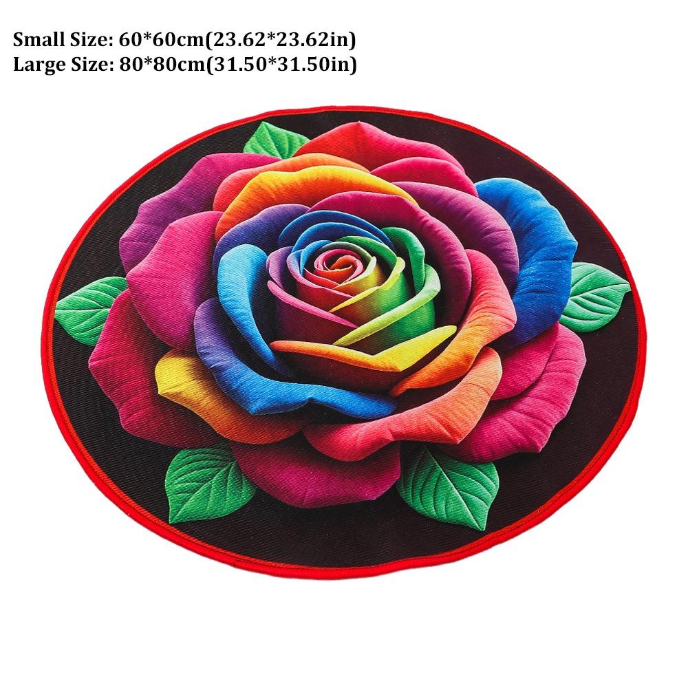 Non-slip Rose Floor Mat Quick Dry Absorbent Flower Carpet Wear-resistant Dirt-resistant Door Gasket for Living Room Bedroom