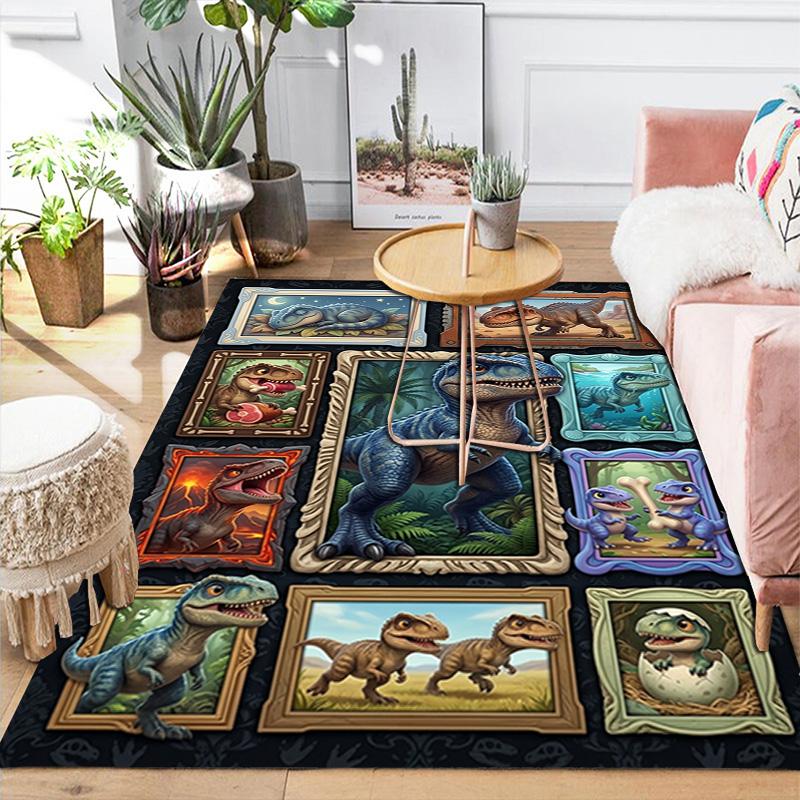 Dinosaur Collection Pattern Rug Floor Mat for Living Room or Bedroom Soft and Comfortable Carpet a Gift for Birthday and Holiday.