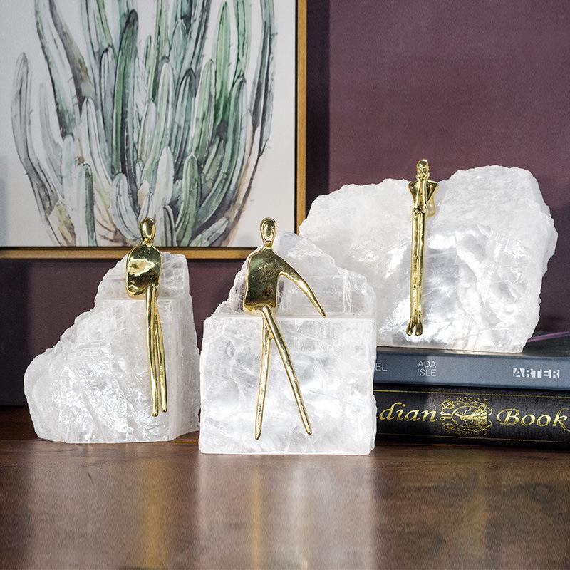 Minimalist Copper Abstract Figure Transparent Plaster Desktop Ornament for Living Room Decor