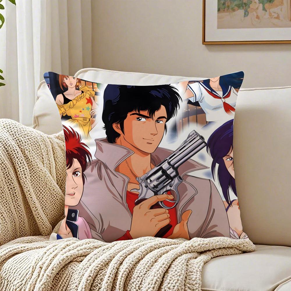 City HHunter Kissen Klassische Anime Kissenbezug Kissenbezug Anti-Milben Wohnzimmer Sofa Dekor Kissen Zimmer