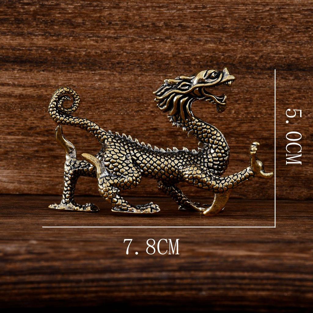 Chinese Mythical Beasts Brass Ornament: Azure Dragon, White Tiger, Vermilion Bird, Black Tortoise - Ideal for Study or Living Room Décor