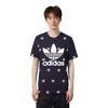 adidas Bluza Originals 3S AOP z napisem Wygodna koszulka z krótkim rękawem Męskie topy Granatowy AZ1063
