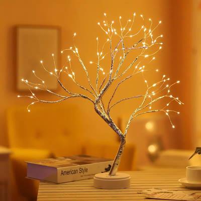Pohádkové světlo Spirit Tree Lamp Sparkly Tree Lamp Bateriový/USB provozovaný LED Ministrom Teplé světlo Perlové hvězdné noční světlo