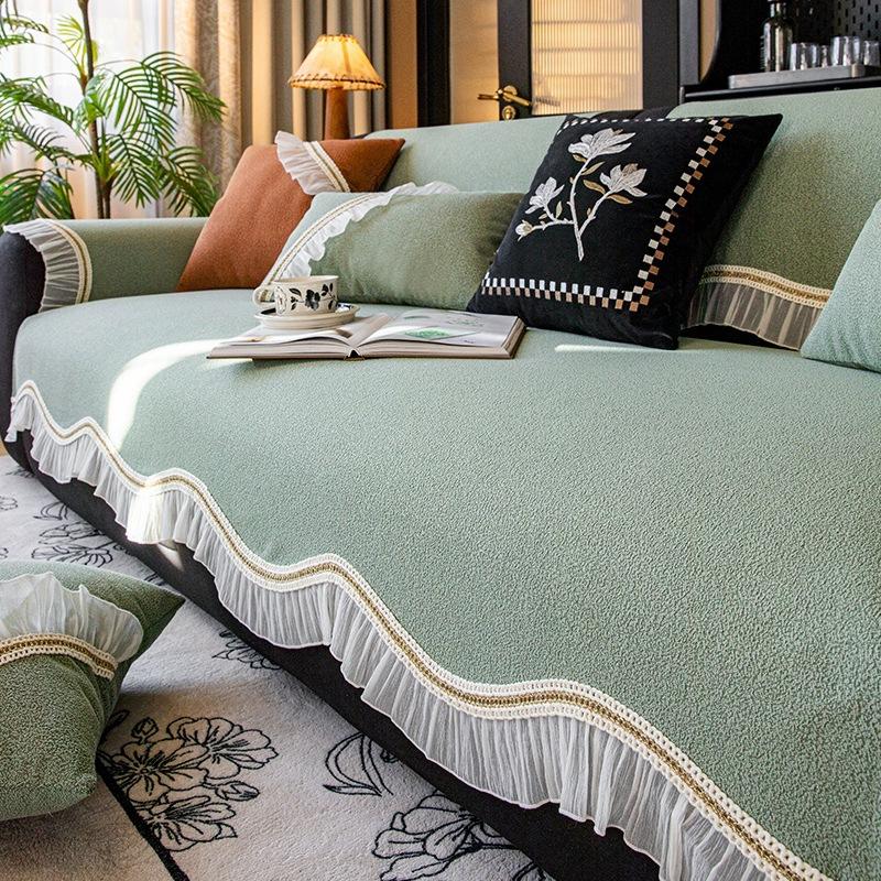 Waterproof and Non-slip Sofa Cushion, Simple European Light Luxury Style, Fashionable Four-season Universal Seat Cushion, Nordic Style Lace Sofa Towel