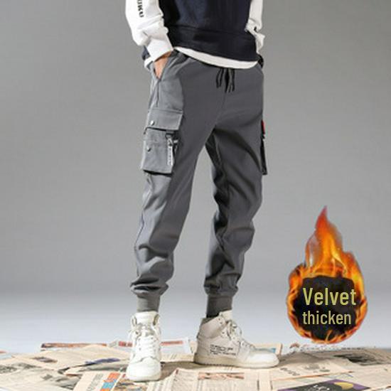 Men's Autumn/Winter Casual Velvet Jogger Pants with Cuffs