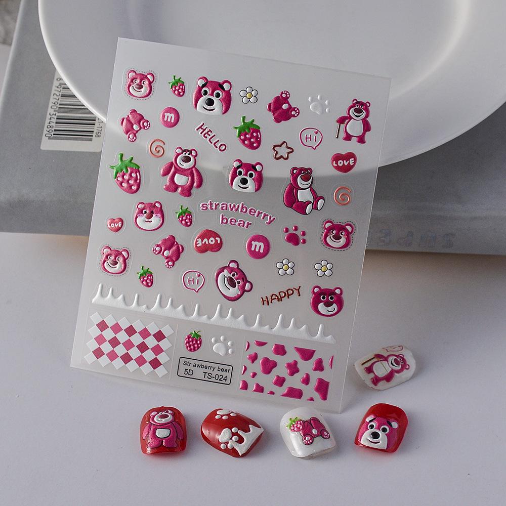 5D Cute Cartoon Bear Nail Art Stickers - Japanese Nail Decoration Accessories