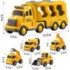 TEMI Construction Truck Toys for 3-7 Years Old Boys - Kids Friction Powered Car Toys for Toddler Ages 3-5, Carrier Play Vehicles Set with Sound and
