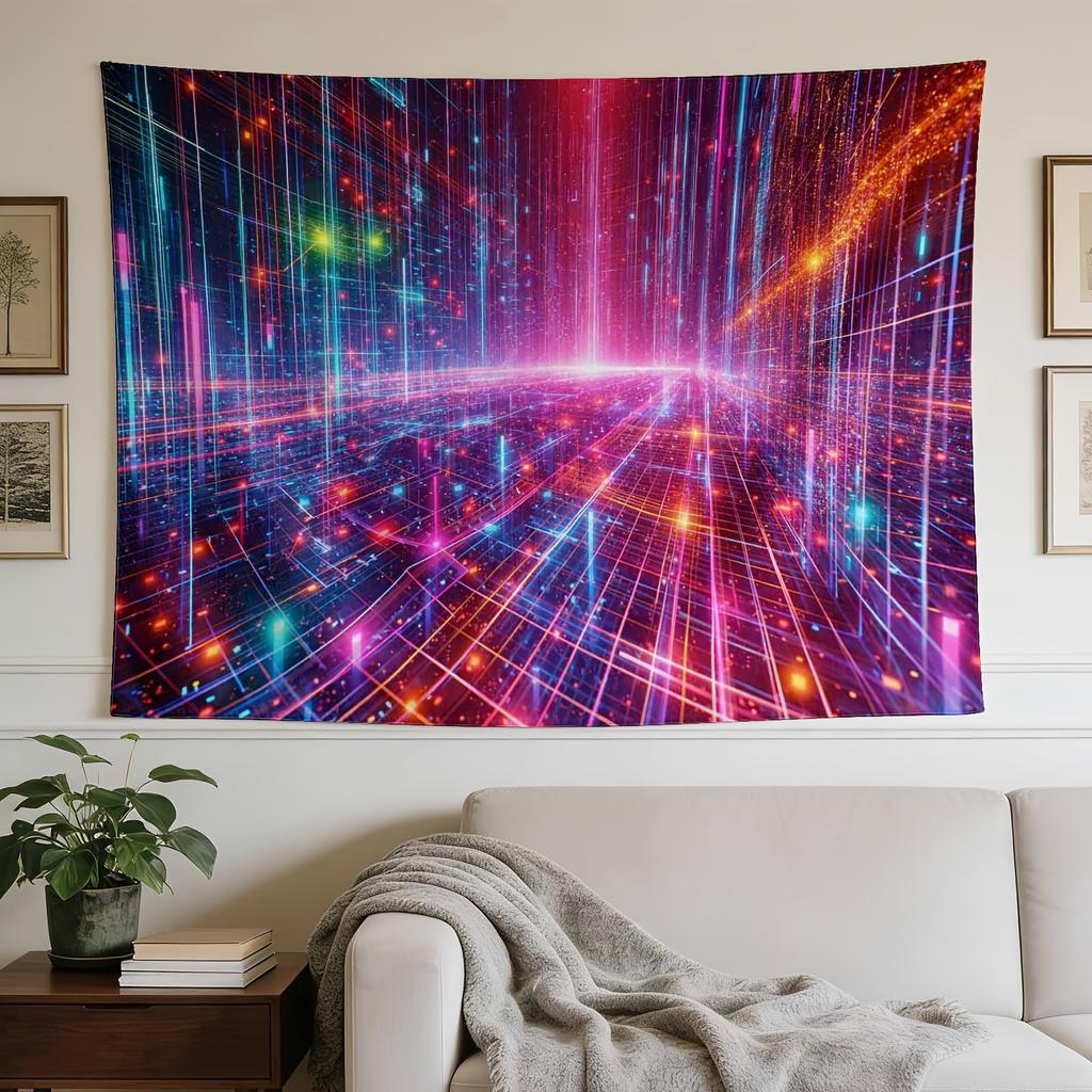 A Stylish Tapestry, Digital Grid Network, Perfect for Sprucing Up Wall Decor in Homes, Dorms And Bedrooms
