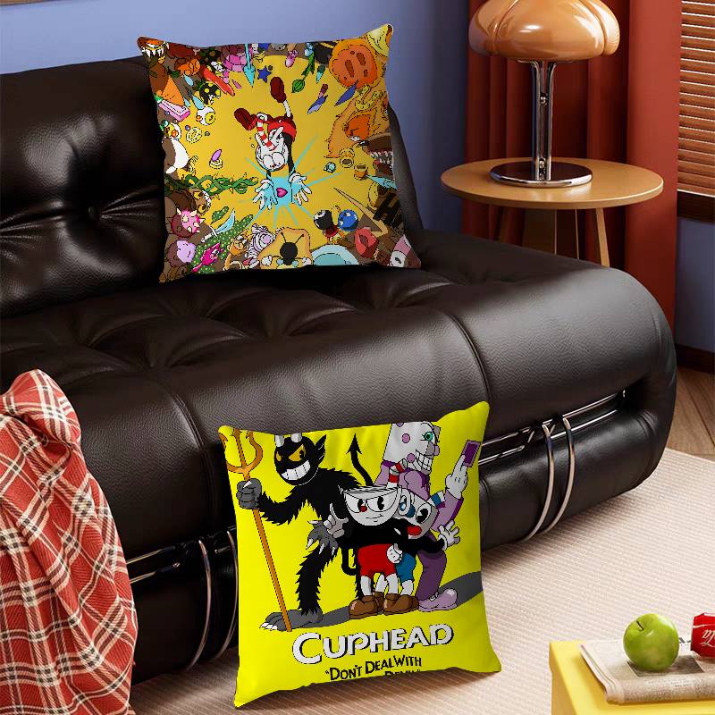 CUTE Cartoon C-Cuphead Pillow Case Removable Washable Cushion Cover – All-Season Soft Linen