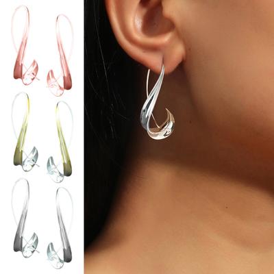 1 Pair Women Ear Hook Retro Geometric Alloy Smooth Polished Lightweight Hanging