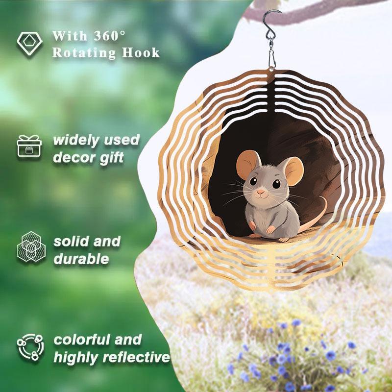 10 Zoll Hängender Windspinner mit 360-Grad-Haken für Balkon-Gartendekor Frühling Sommer Außendekoration