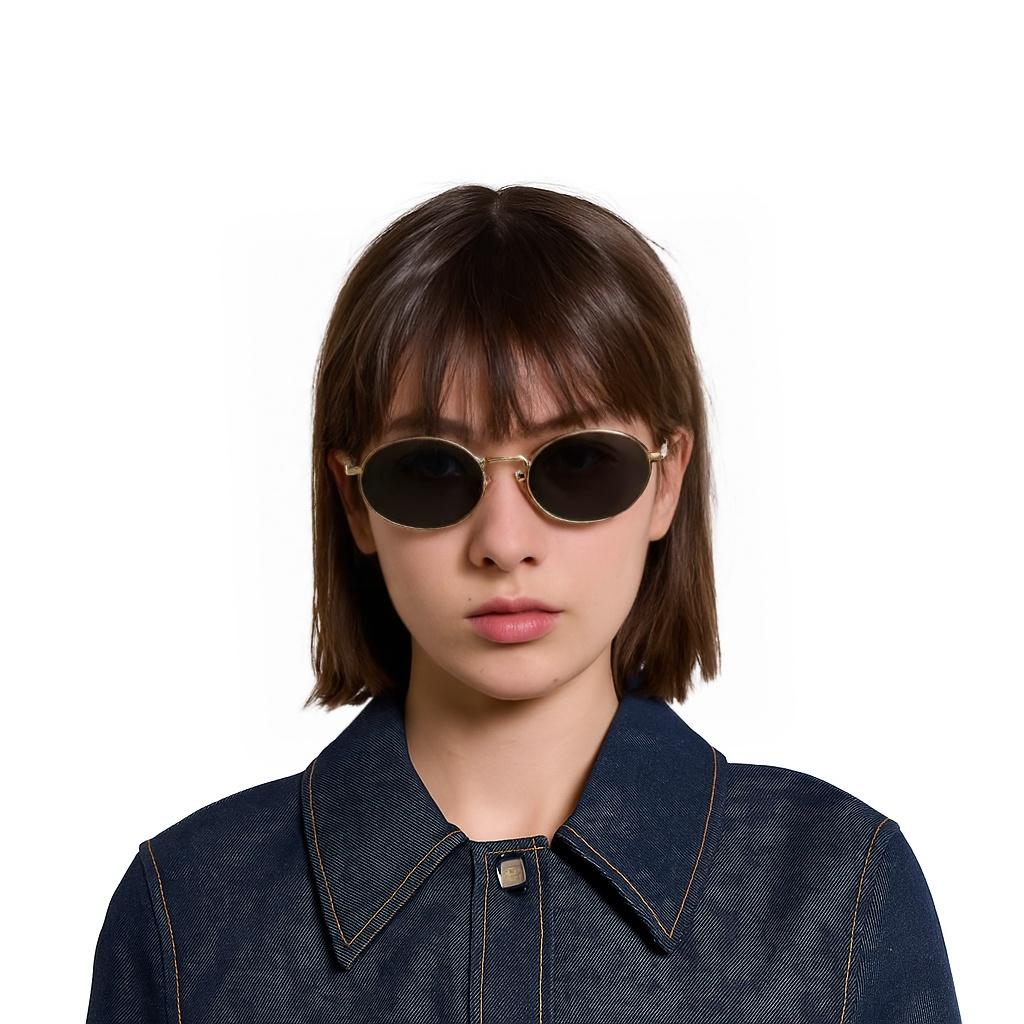 Prada Letter Decor Oval Sunglasses Women Sunglasses Gold PR65ZSZVN09T