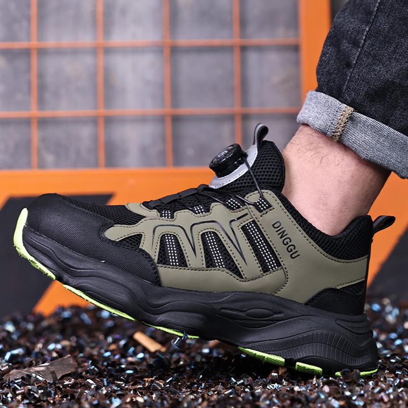 Rotating Button Men Sports Shoes Protection Boots Safety Shoes Men Anti-smash Anti Puncture Work Shoes Non-slip Steel Toe Shoes