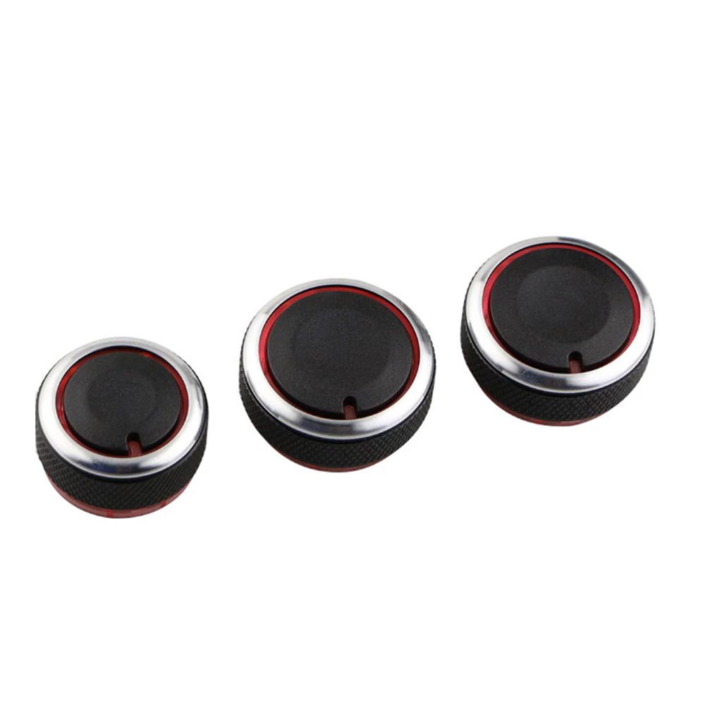 3Pcs/set Aluminum Alloy Car Air Conditioning AC Knob Heater Control Switch Button Knobs for Vw Polo 2014 2015 2016 Accessories