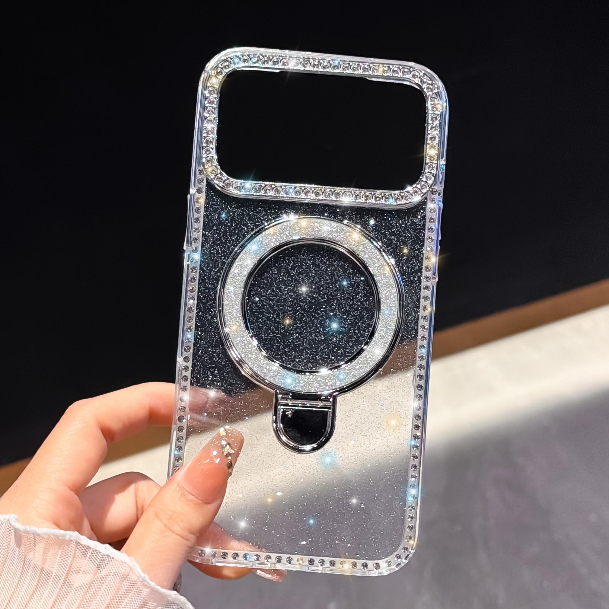 

Diamond Bling Glitter Stand Holder Magnetic Phone Case For iphone 17 16 15 14 13 Pro Max 17promax Luxury Clear Cover iPhone17 Pro чистий