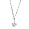 Sterling Tone Love Heart Cubic Zircon Women Necklaces Charm Pendant Clavicle Chain Choker Celebration Party Event JewelryTrendy Pendant