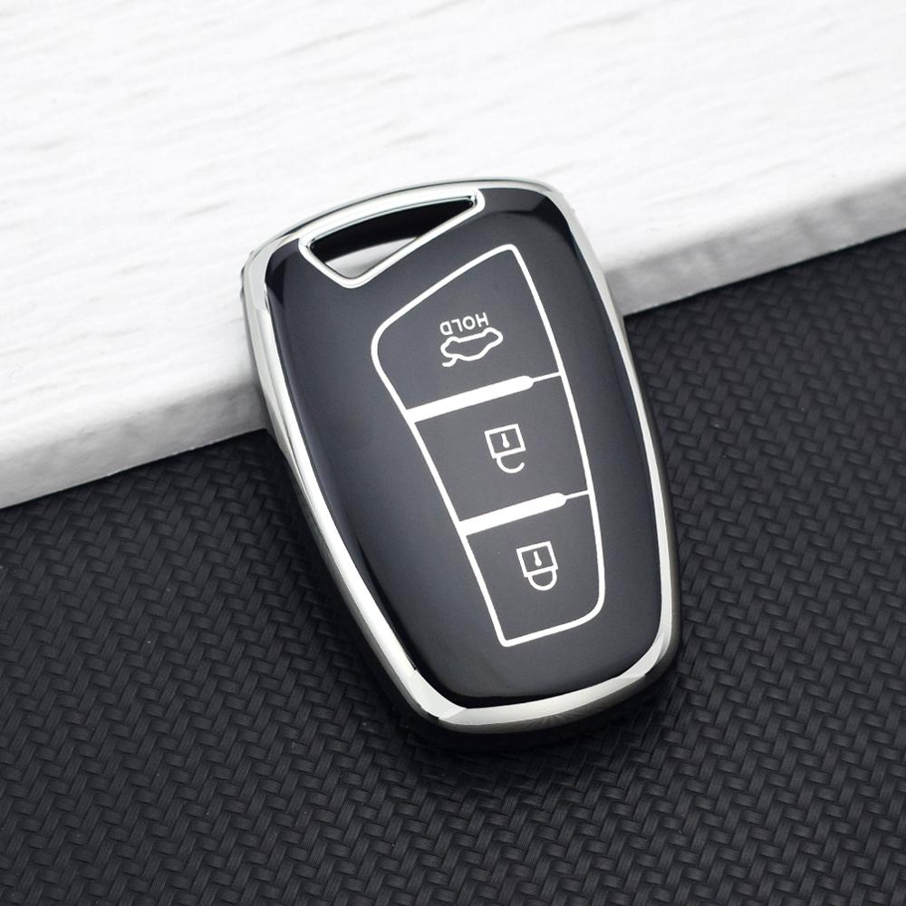 

3 Buttons TPU Remote Key Case Cover Fob Shell For Hyundai Santa Fe 3DM Grand SantaFe IX45 Azera Grandeur HG Genesis G80 EQUUS