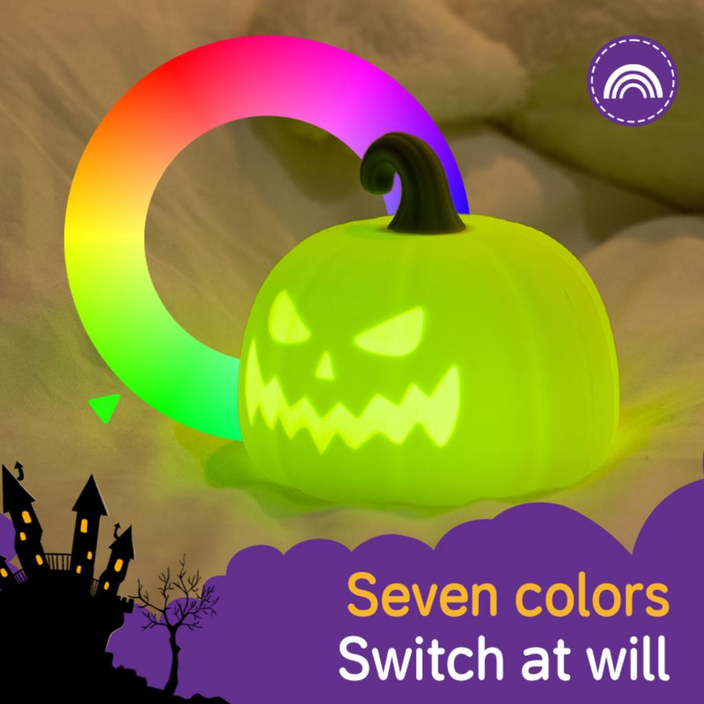 USB Rechargeable Pumpkin Night Light Tap Lamp for Kids Party Decor