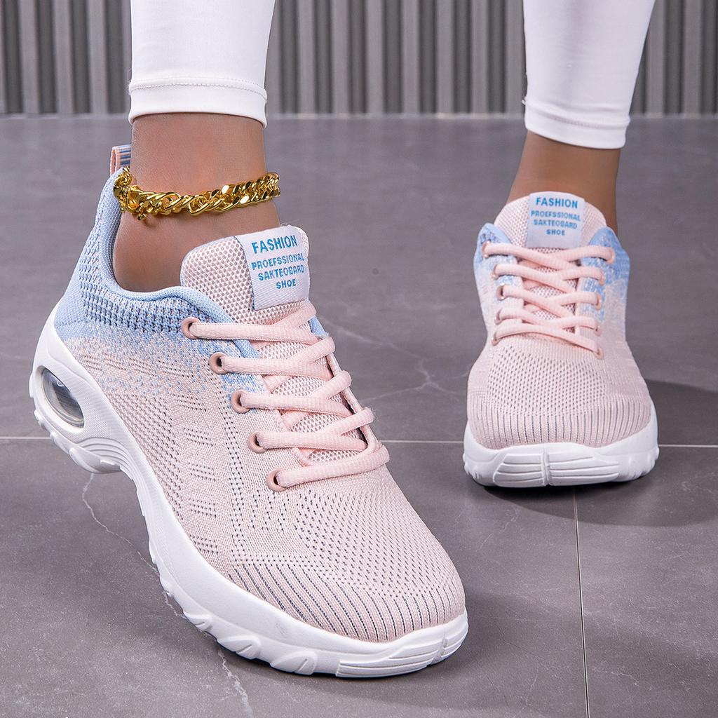 Large size new fashion casual shoes air cushion flying woven women's shoes sports shoes breathable mesh shoes heightening rocking shoes