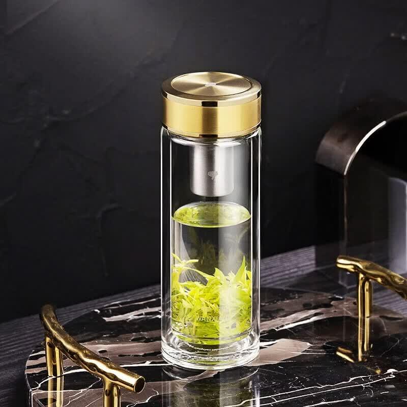 WANXIANG V100L Double-Wall Glass Tea Infuser Bottle