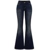 RogueWave Jeans Pantaloni a Zampa Donna Vintage Boot Cut Ricamo Tasche Strass Lavati Donna Jeans Strappati Pantaloni Streetwear