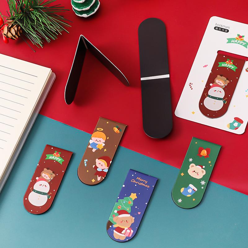 Christmas Cartoon Magnetic Bookmark - Cute Page Holder for Students, Perfect Study Stationery Gift