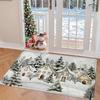 1pc of Winter Snow Scene Village Printed Carpet, Thick 1.2 Cm Plush Surface, Non-Slip Backing, Suitable for Indoor/Outdoor Use, Machine Washable Recta