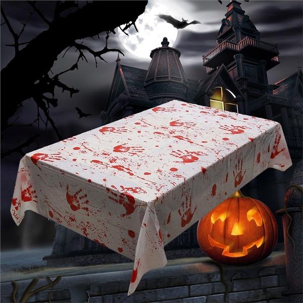 

Кровавая скатерть с отпечатком руки 130*260 см Кровавое украшение стола Украшение для вечеринки на Хэллоуин 1 шт.